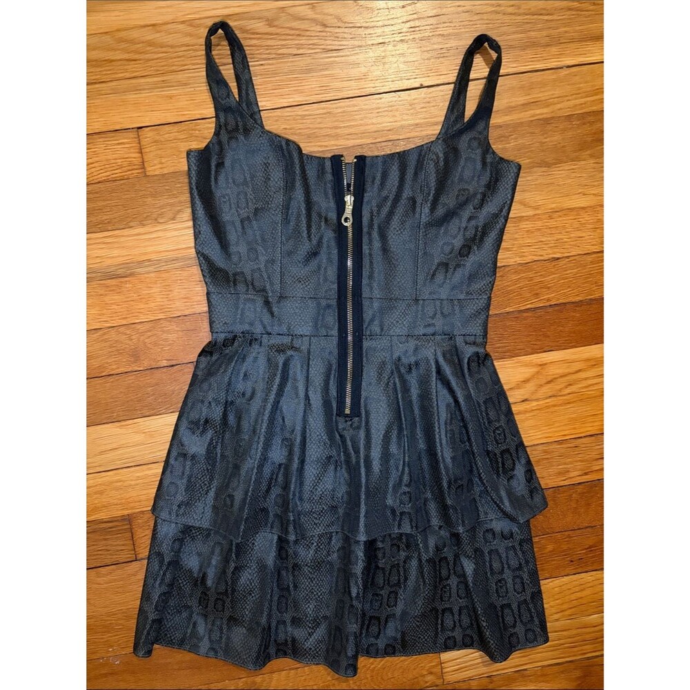 JAYGODFREY Snakeskin Print Mini Dress Exposed Zipper - Size 4 - NWOT